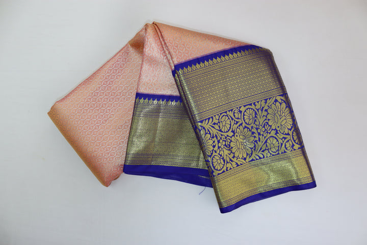 Opulent Light Peach Kanjipuram Saree