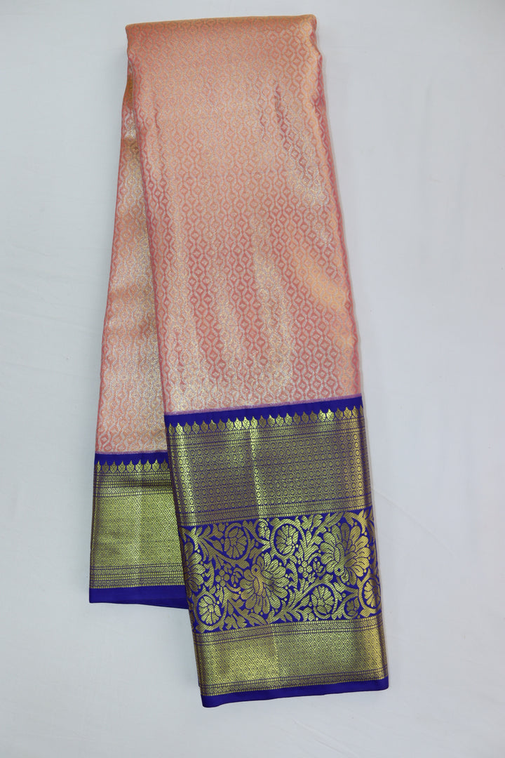 Opulent Light Peach Kanjipuram Saree