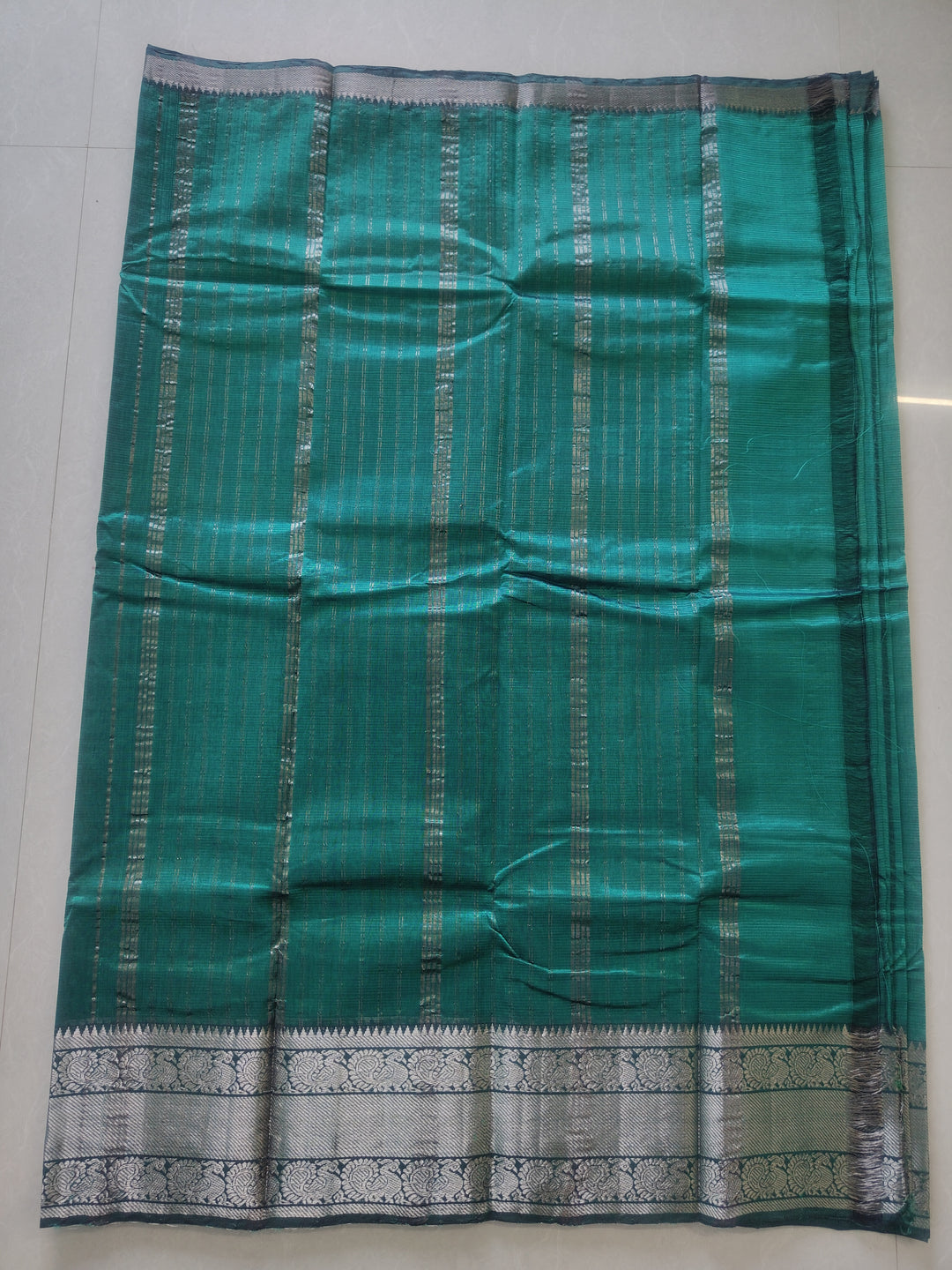 Traditional Temple Green Mangalagiri Pattu Saree