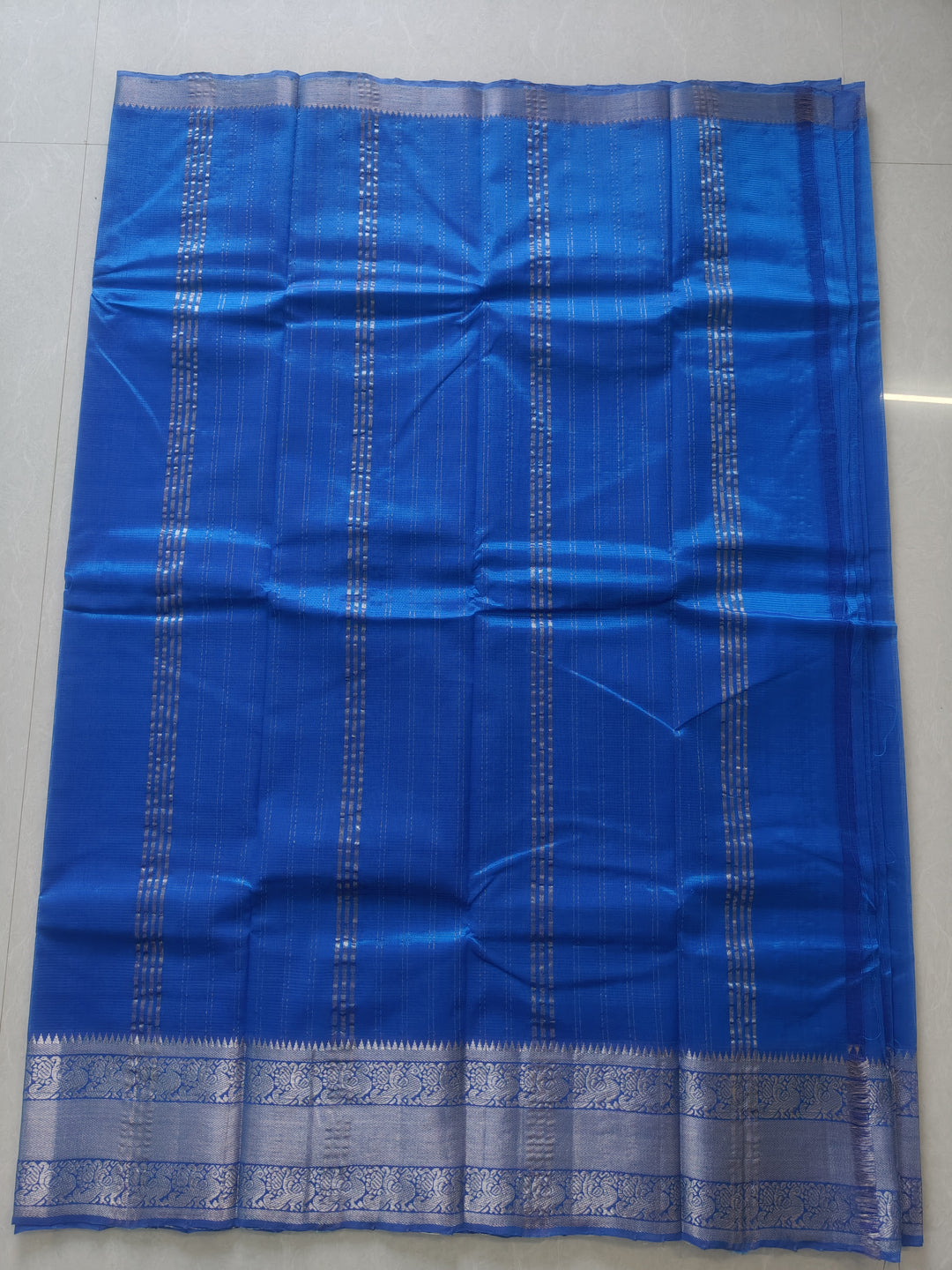 Traditional Fresh Blue Mangalagiri Pattu Saree