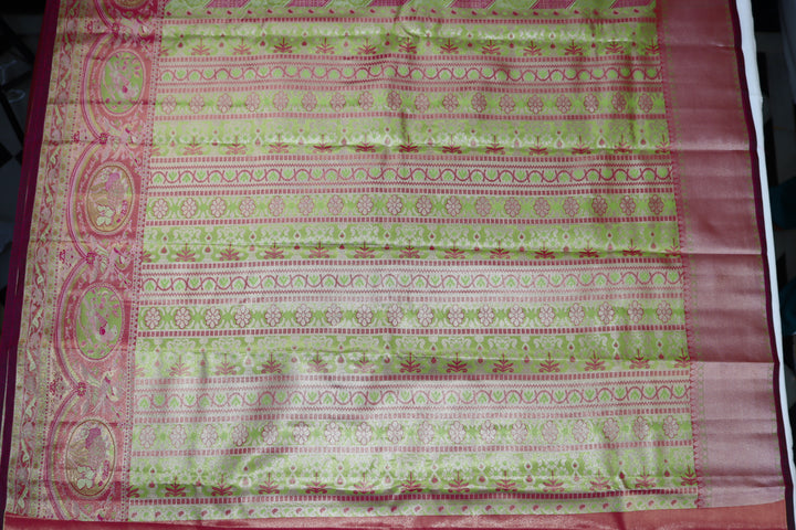 Divine Pink and Green Kanjipuram Saree