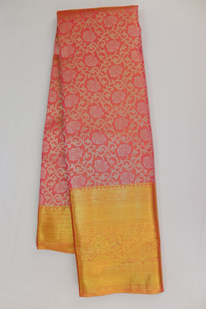 Divine Orange Pure Kanjipuram Saree