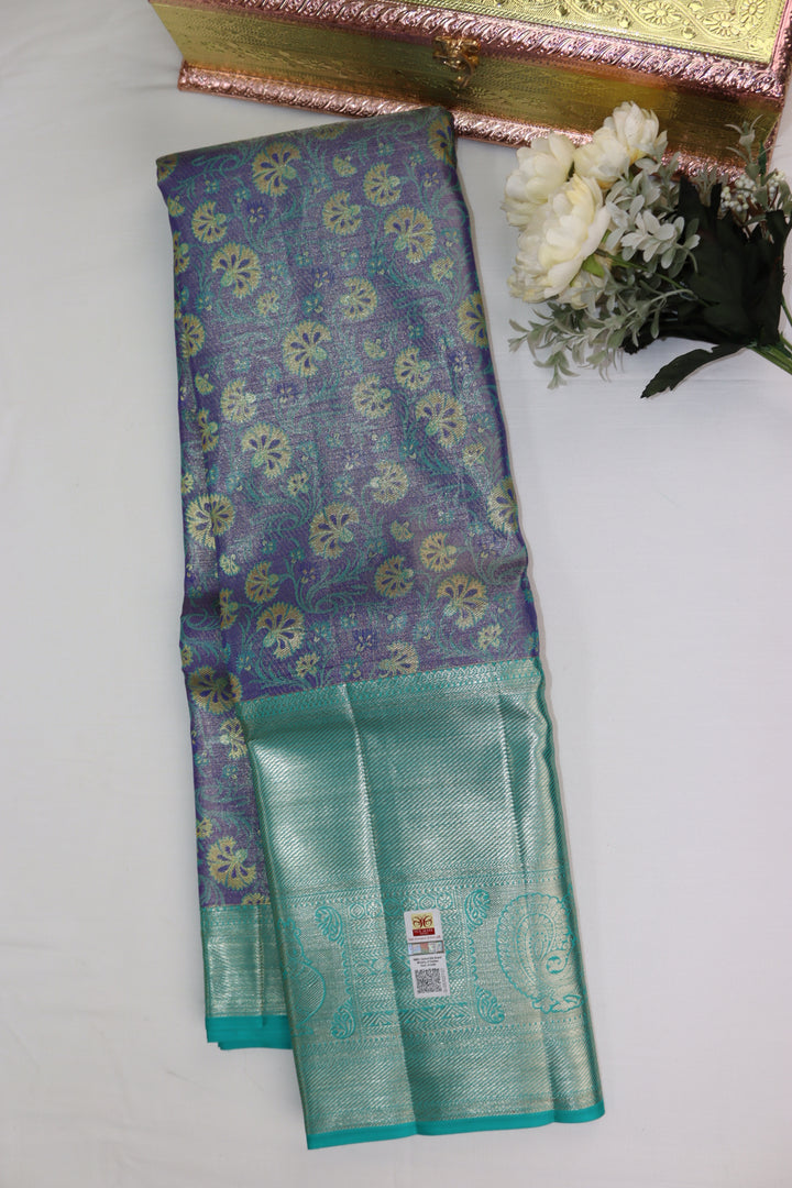 Radiant Blue Pure Kanjipuram Saree