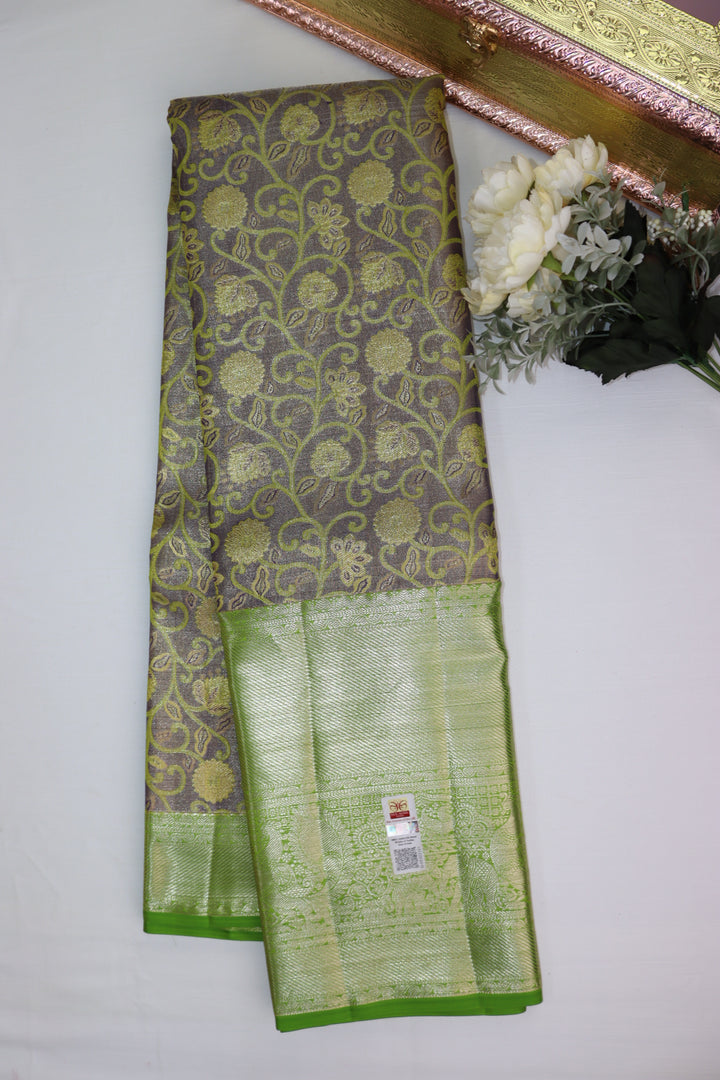 Enchanting Grey Pure Kanjipuram Saree