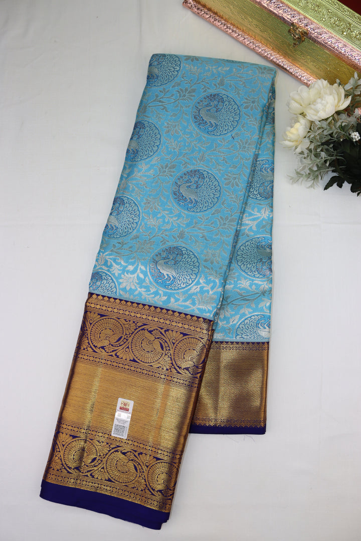 Opulent Blue Pure Kanjipuram Saree