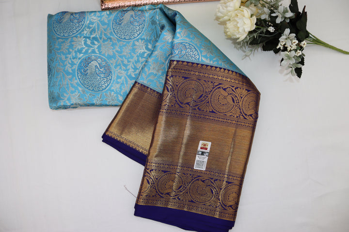 Opulent Blue Pure Kanjipuram Saree