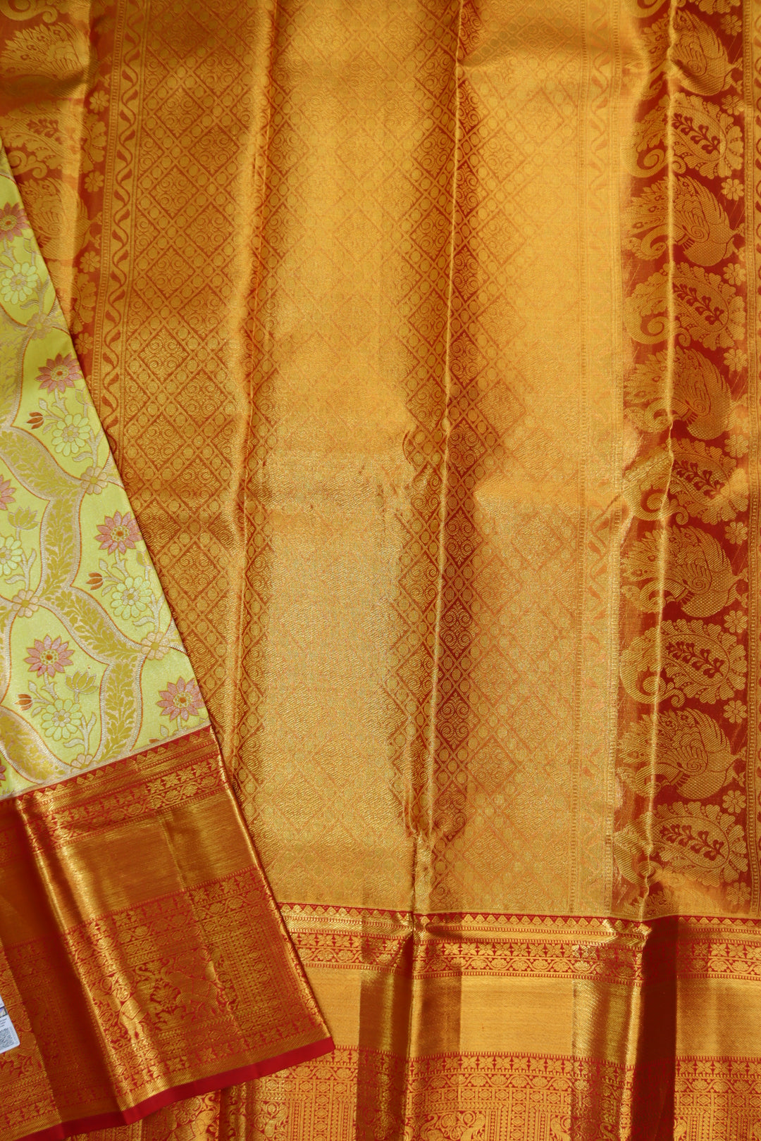 DIvine Yellow Pure Kanjipuram Saree