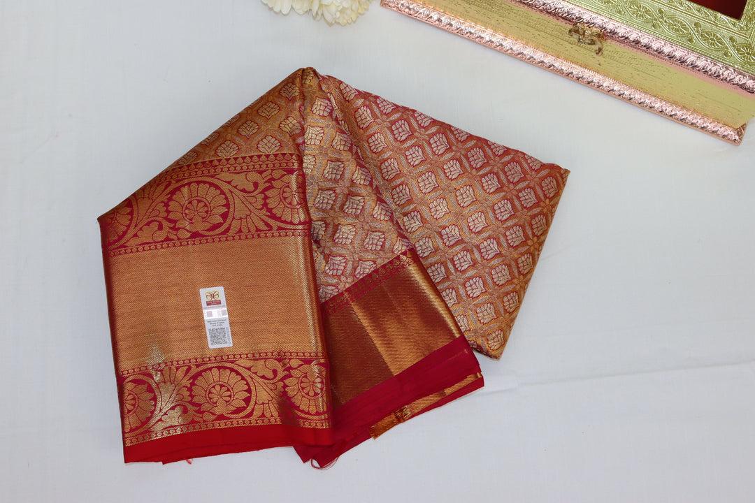 Radiant Orange Pure Kanjipuram Saree