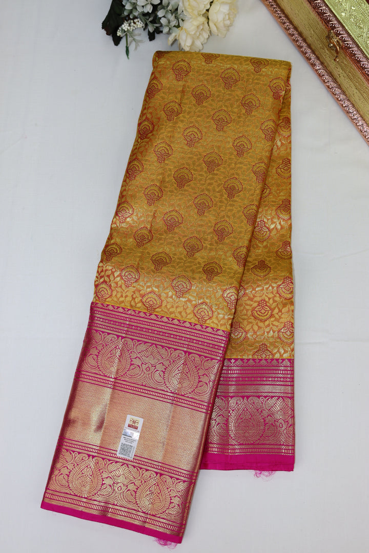 Graceful Yellow Pure Kanjipuram Saree