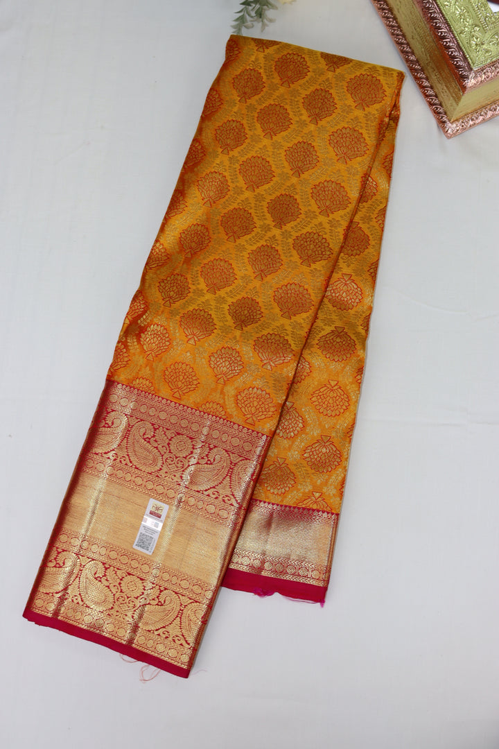 Stunning Yellow Pure Kanjipuram Saree