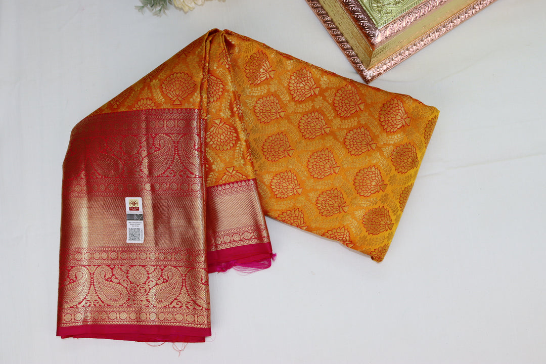 Stunning Yellow Pure Kanjipuram Saree