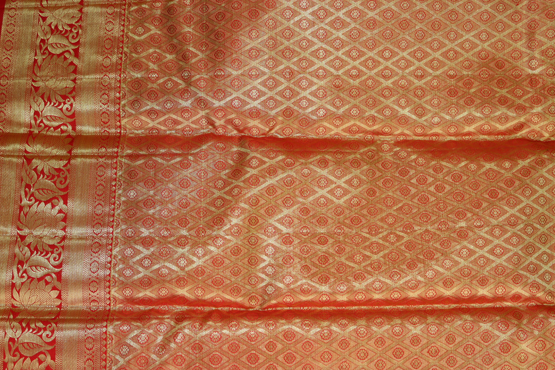 Luxurious Orange Pure Kanjipuram Saree