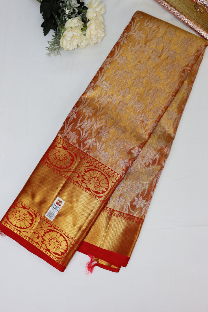 Amazing Orange Pure Kanjipuram Saree