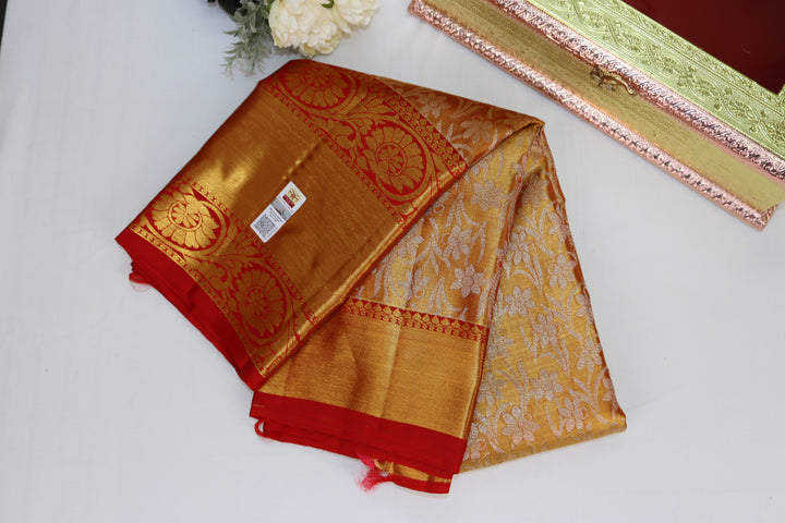 Amazing Orange Pure Kanjipuram Saree