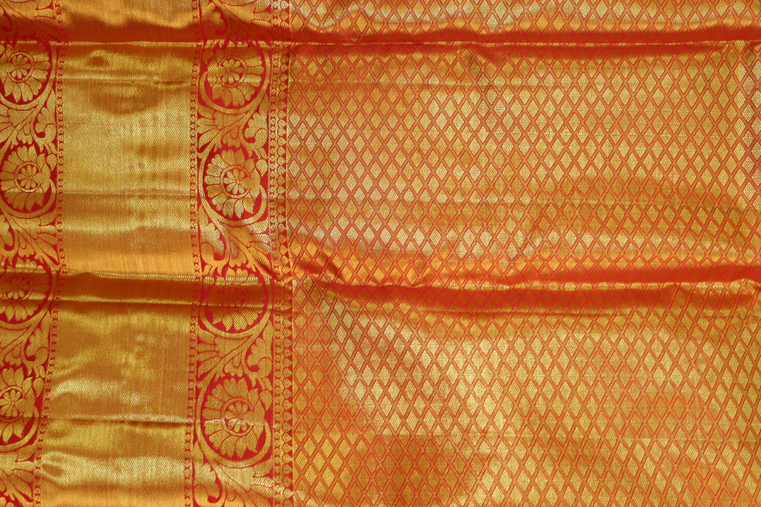 Amazing Orange Pure Kanjipuram Saree