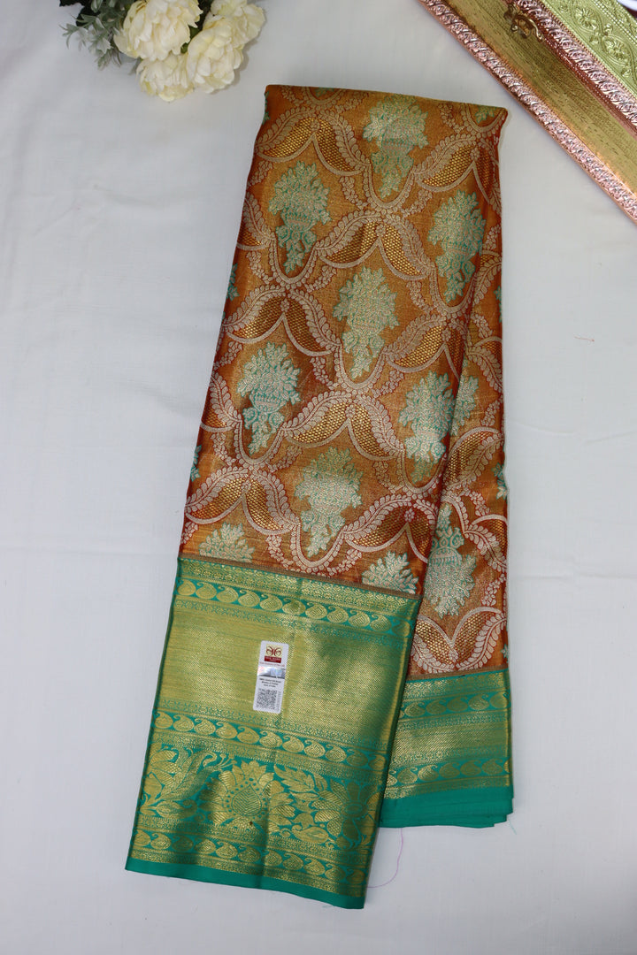 Elegant Chocolate Brown Pure Kanjipuram Saree