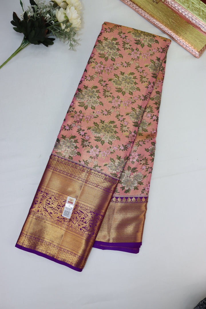 Timeless Peach Pure Kanjipuram Saree