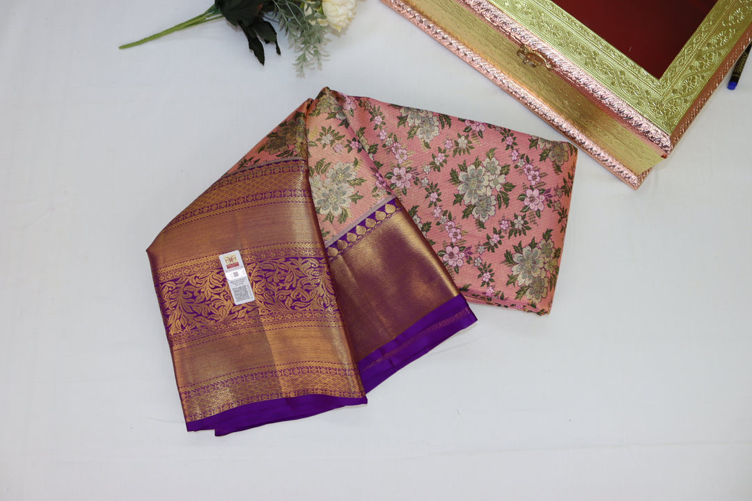 Timeless Peach Pure Kanjipuram Saree