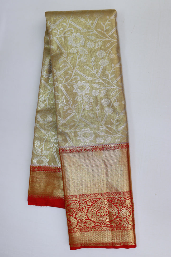 Mesmerizing Olive Green Kanjipuram Saree