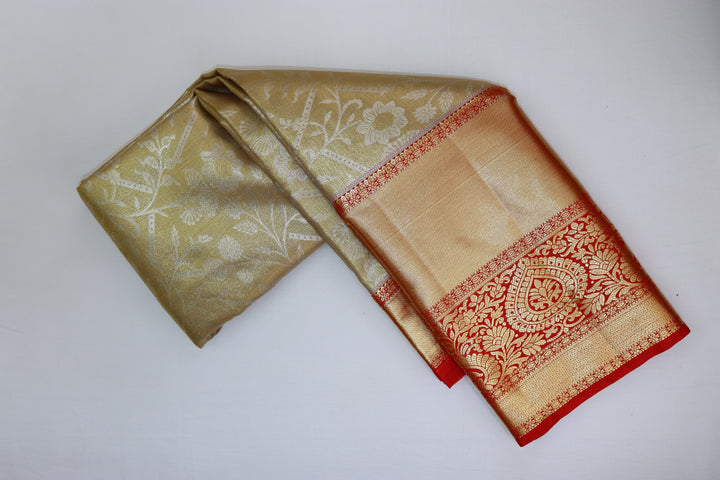 Mesmerizing Olive Green Kanjipuram Saree