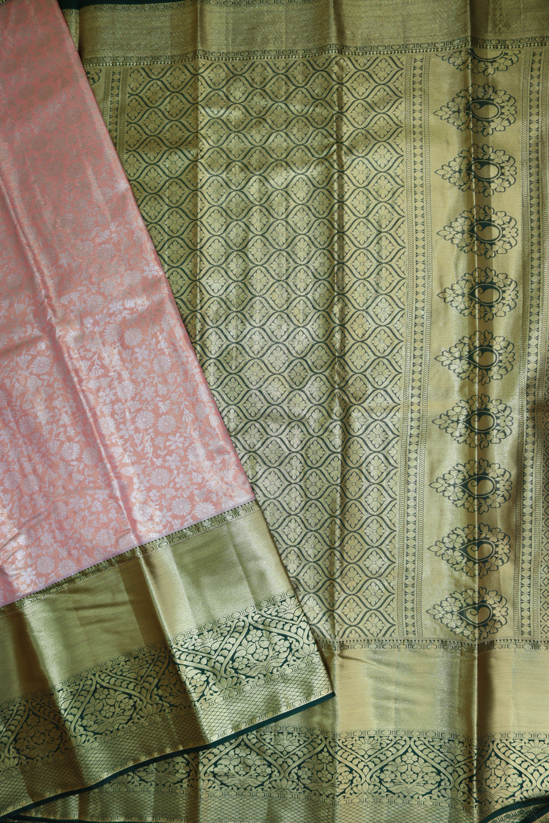 Classic Coral Pink Kanjipuram Saree