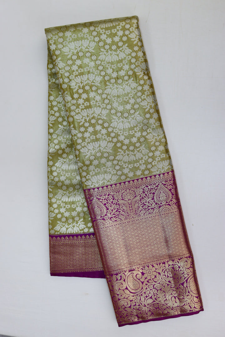 Divine Olive Green Kanjipuram Saree