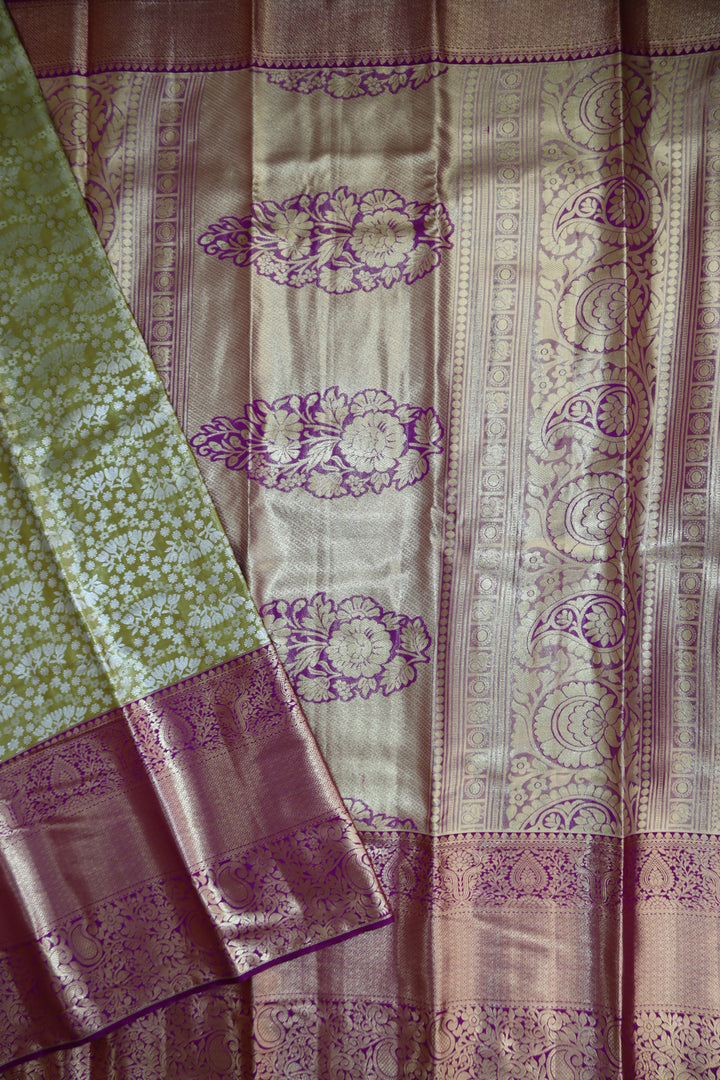 Divine Olive Green Kanjipuram Saree