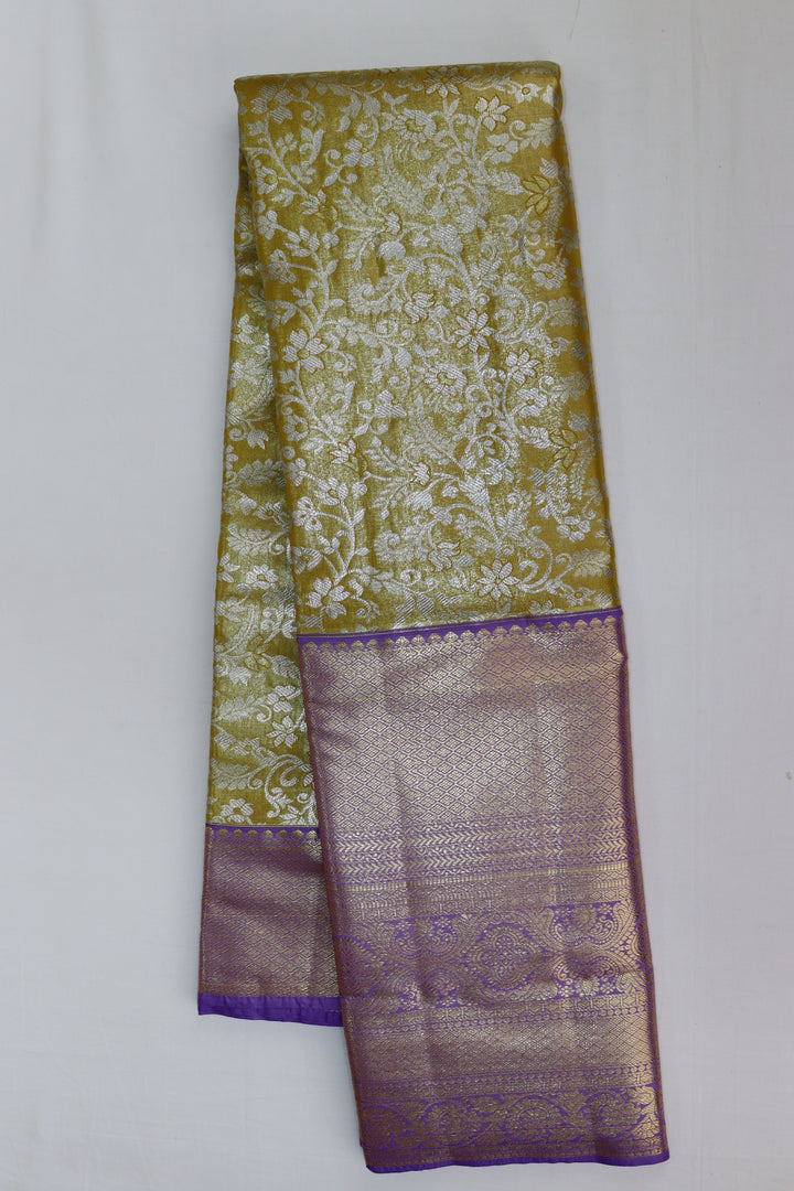 Rich Olive Green Kanjipuram Saree