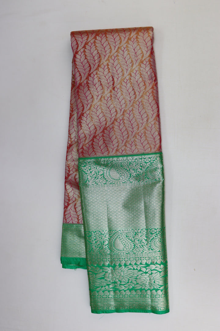 Classic Coral Pink Kanjipuram Saree