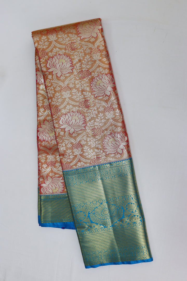 Elegant Peach Kanjipuram Saree