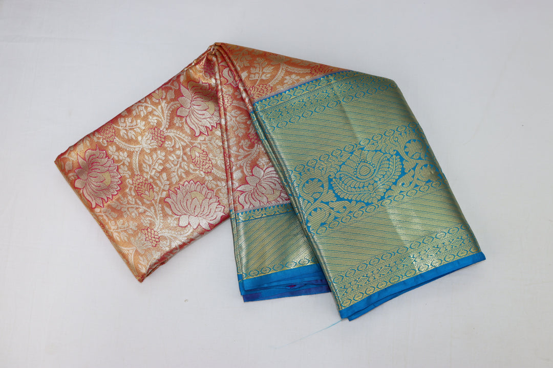 Elegant Peach Kanjipuram Saree