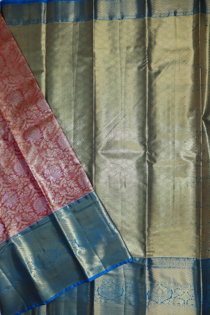 Elegant Peach Kanjipuram Saree