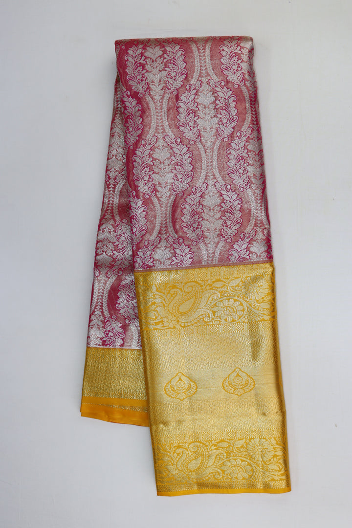 Luxurious Coral Pink Kanjipuram Saree