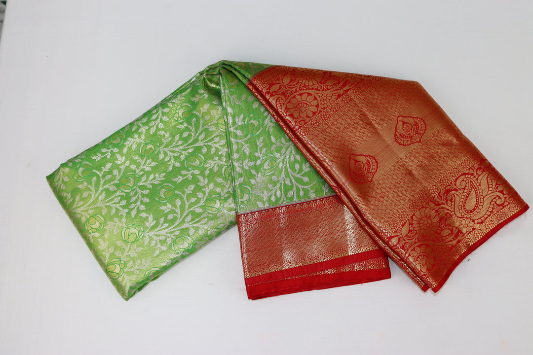 Traditional Parrot Green Kanjipuram Saree