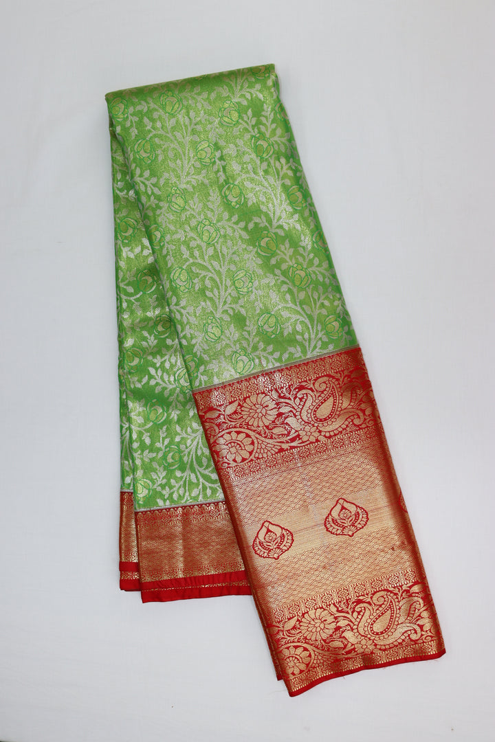 Traditional Parrot Green Kanjipuram Saree