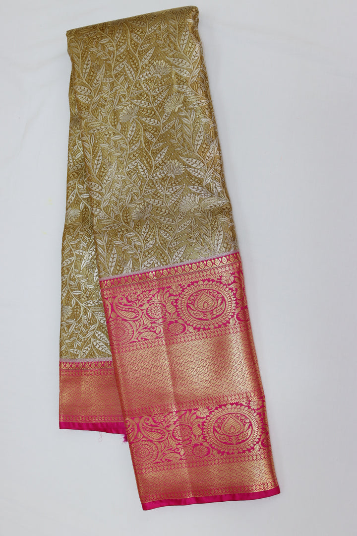 Elegant Olive Green Kanjipuram Saree