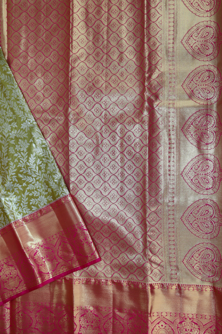 Classic Olive Green Kanjipuram Saree