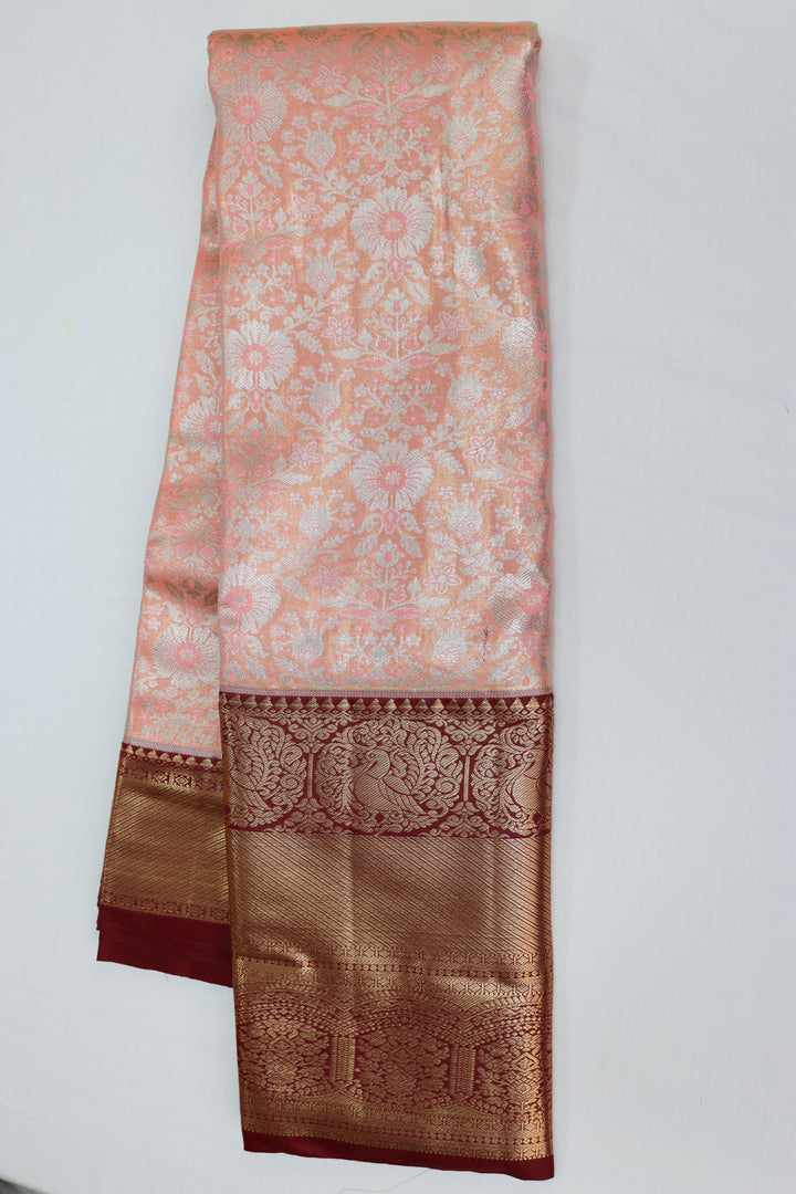 Divine Peach Kanjipuram Saree