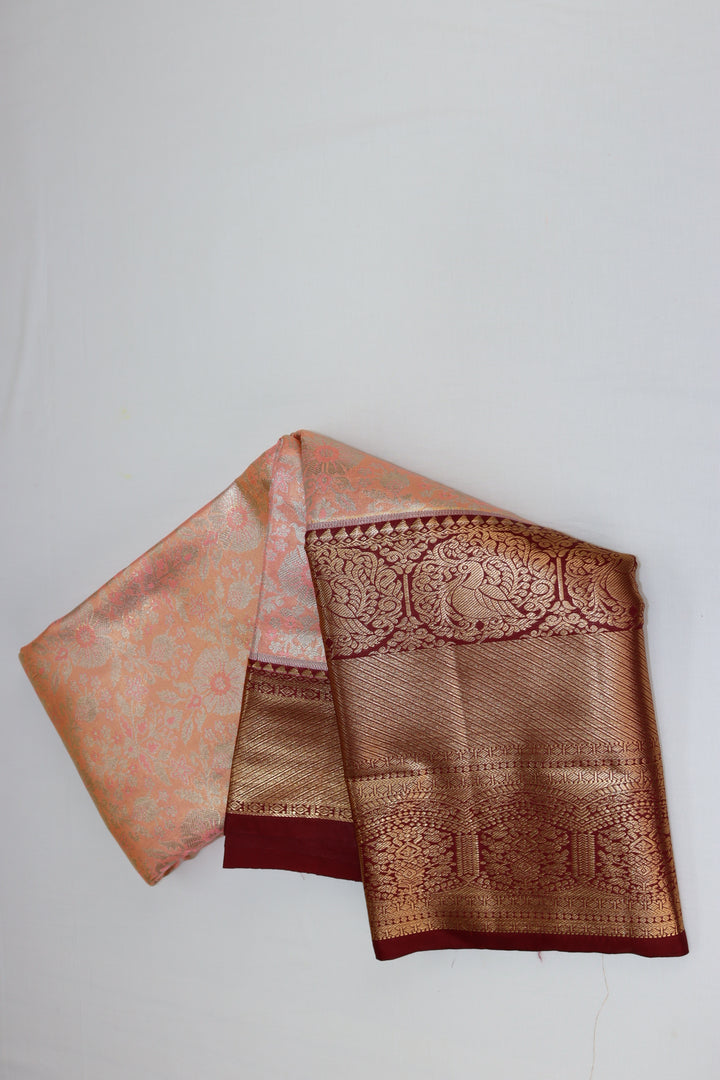 Divine Peach Kanjipuram Saree