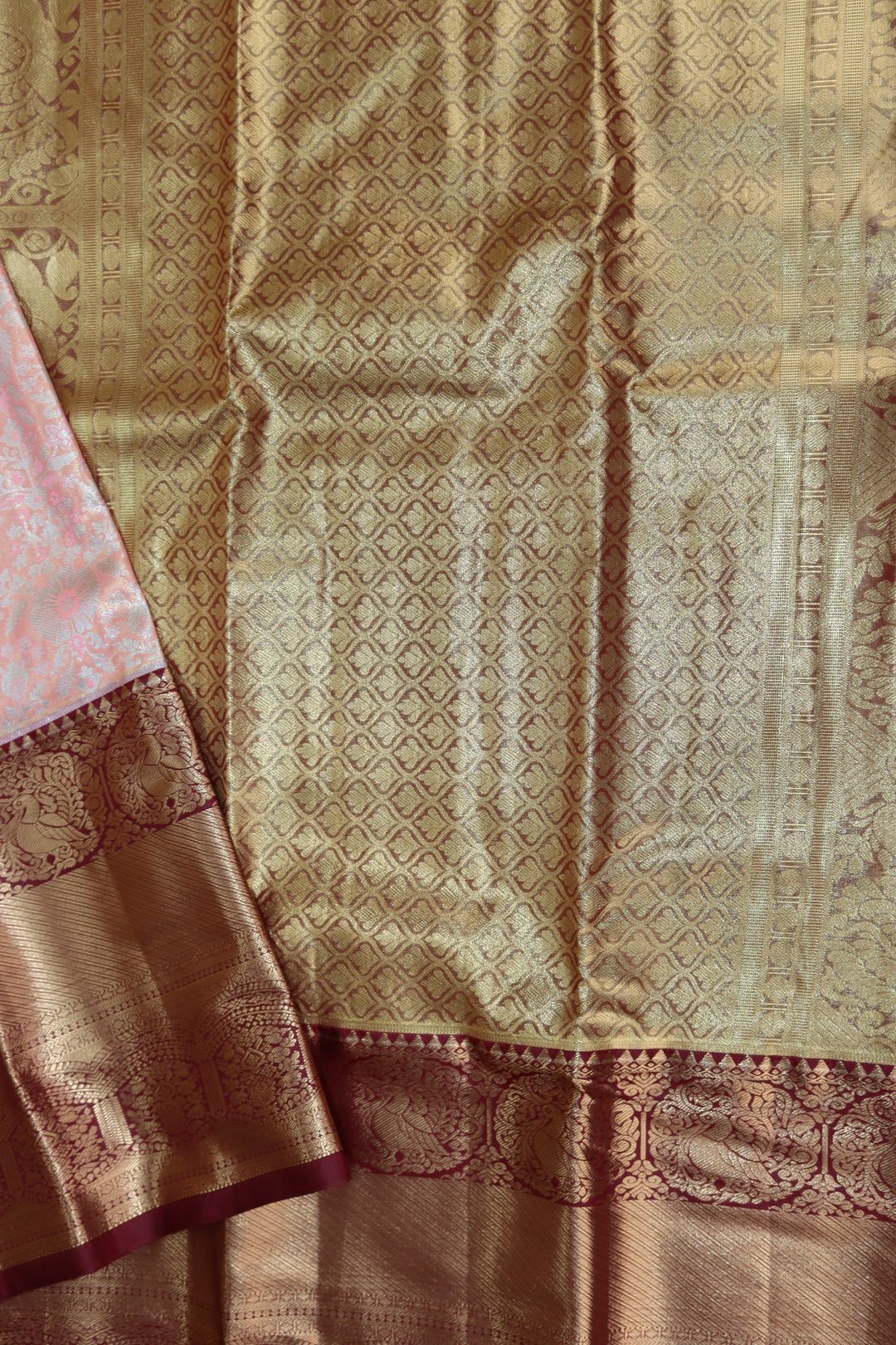 Divine Peach Kanjipuram Saree