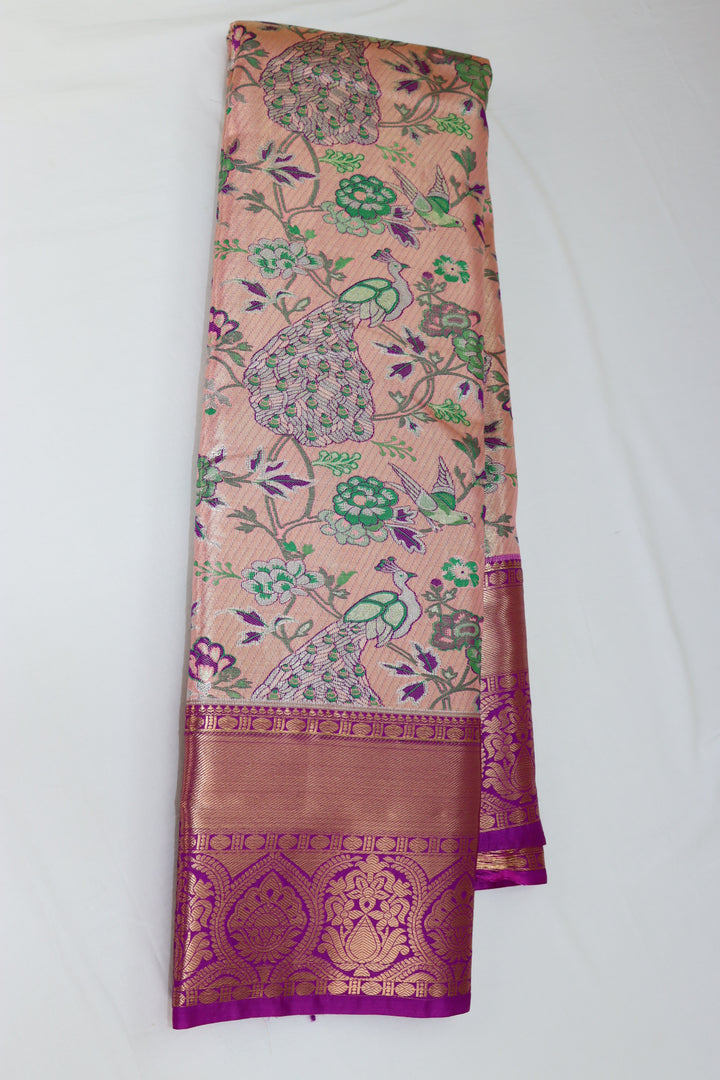 Luxurious Peach Kanjipuram Saree