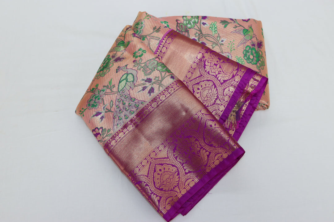 Luxurious Peach Kanjipuram Saree