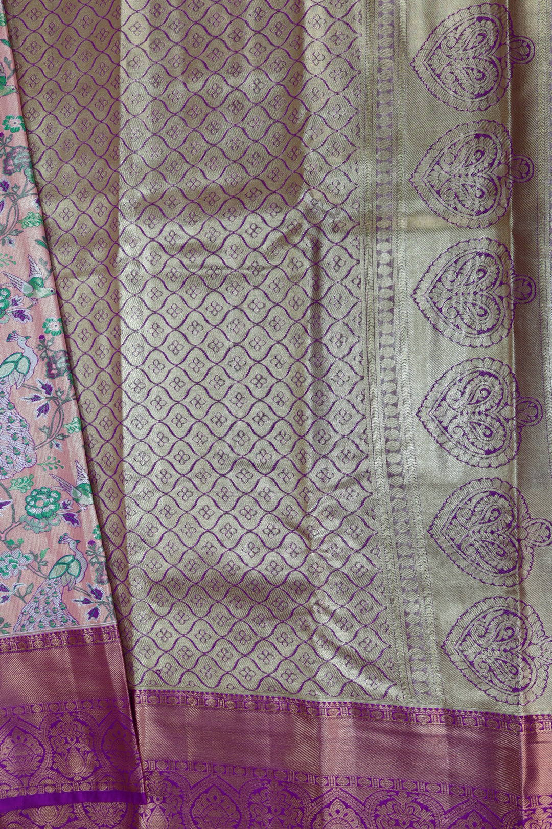 Luxurious Peach Kanjipuram Saree