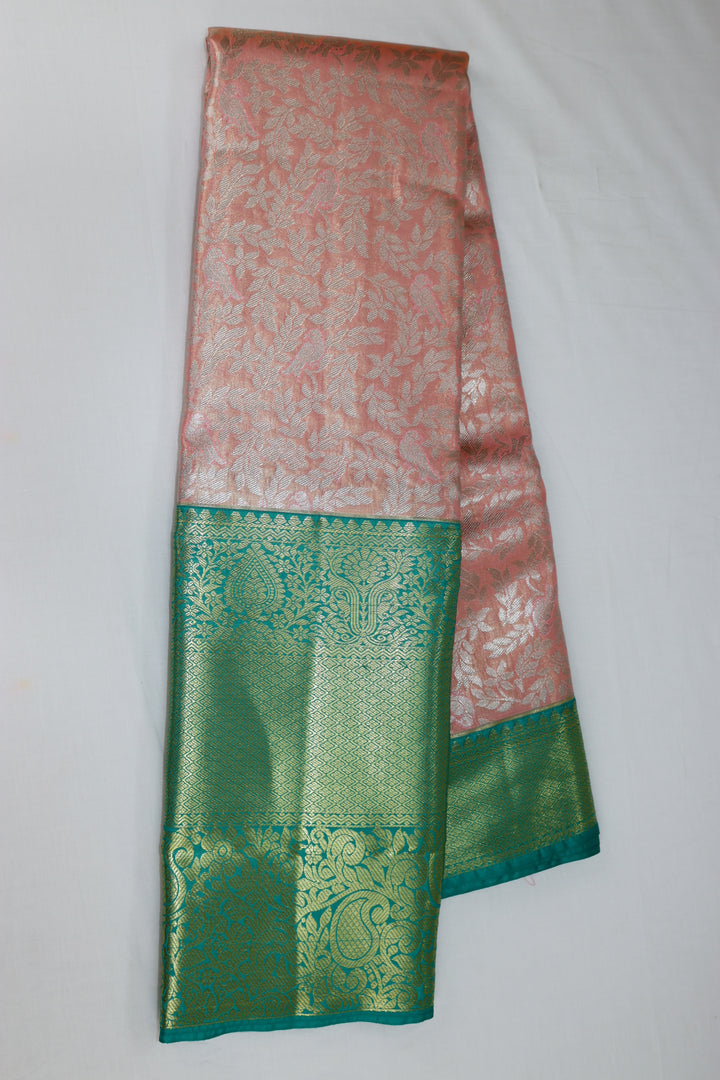 Elegant Peach Kanjipuram Saree