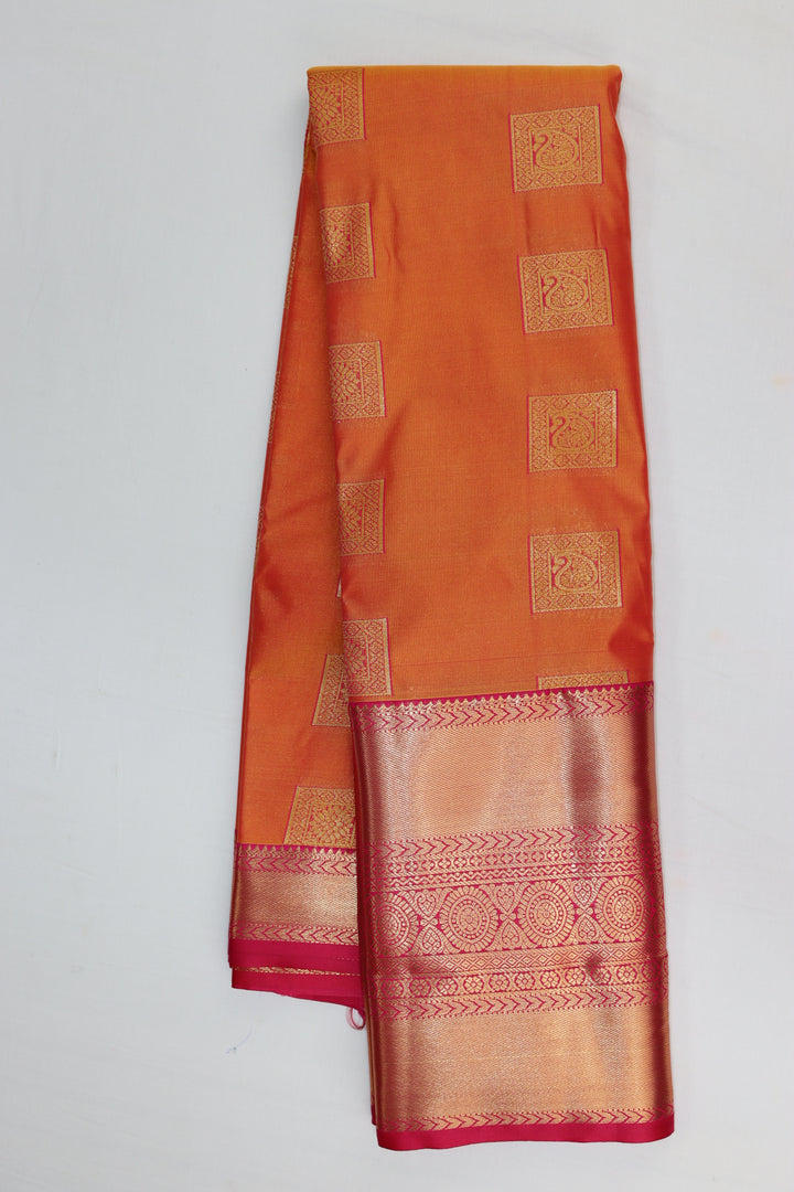 Trendy Orange Kanjipuram Saree