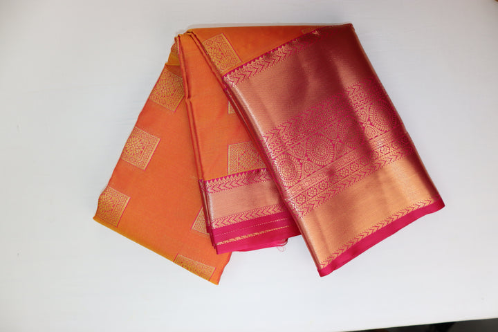 Trendy Orange Kanjipuram Saree