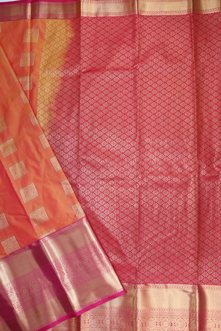 Trendy Orange Kanjipuram Saree