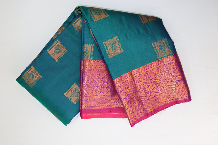 Divine Teal Green Kanjipuram Saree