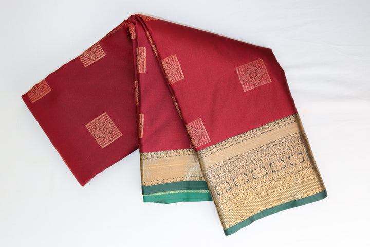 Royal Marron Red Kanjipuram Saree