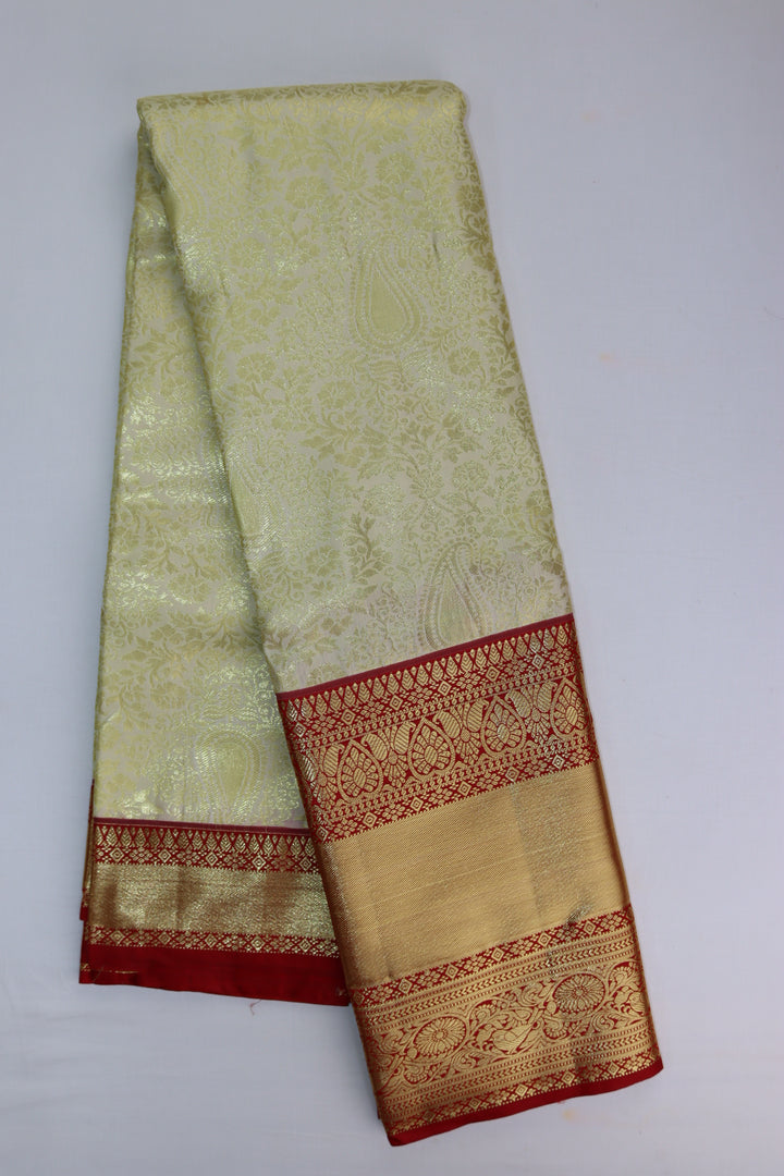 Trendy Cream Kanjipuram Saree